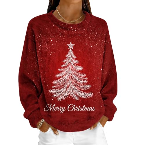 Christmas Sweatshirts for Women Xmas Graphic Flannel Sweatshirt Pullover - image 5