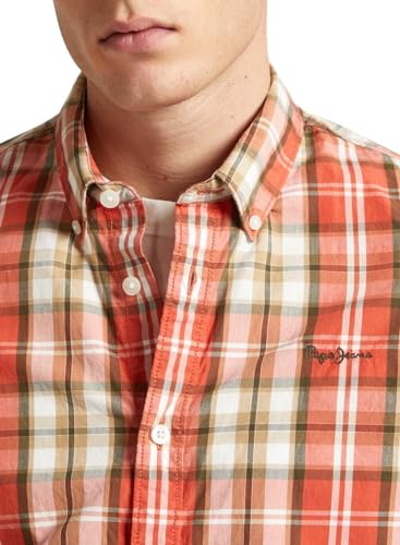 Pepe Jeans Para Hombre. PM308283 Camisa Peterson Naranja (S), Casual, AlgodóN, Manga Larga - 3