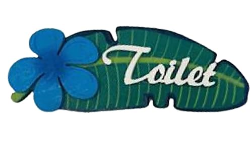 【ブルー】○o。ハワイアン 木製 ミニ TOILET トイレット プルメリア プレート バナナリーフ ハワイアン雑貨 ハワイアン インテリア プレート トイレボード ハワイ雑貨 ハワイ インテリア トイレ 南国 花 プレゼント 開店祝い 新築祝い ハワイ花