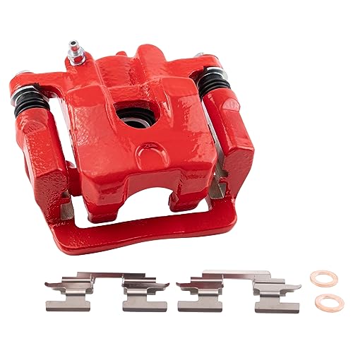 Image of TRQ Rear Brake Caliper Set Painted Red Brackets Compatible with 2001-2006 Acura MDX 2003-2008 Honda Pilot