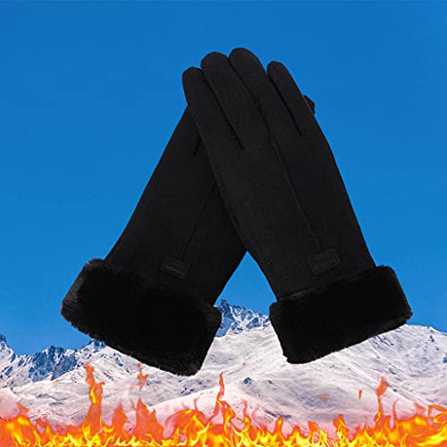 oshhni Luvas femininas macias para outono, luvas à prova de vento, luvas de tela de toque de inverno