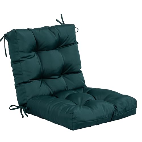 Image of QILLOWAY Outdoor Chair Cushion for Patio Furniture, Waterproof Patio Cushions with Ties, Fade Resistant Replacement Pads for Outdoor Rocking Chairs,Mallard, Forest Green