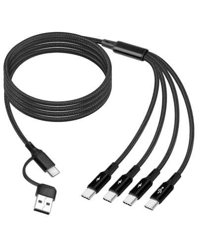 YANBORONSN Cable de carga múltiple USB C, divisor de A/C USB a 4 cables de carga USB C para teléfonos, tableta (6 en 1)