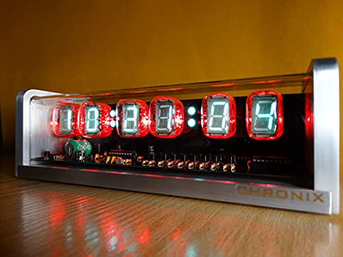 Chronix Nixie Clock With 6 Iv22 Vfd Tubes, Remote Control, Aluminum Case, Rgb Led, Alarm #TOP2