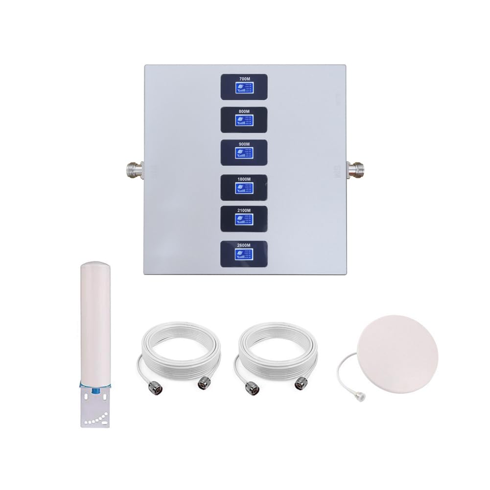 Amplificador 5G Amplificador Cobertura Movil 6 Bandas B1(N1)/B3(N3)/B7/B8/B20/B28(N28), Mejorar su Señal 2G/3G/4G/5G