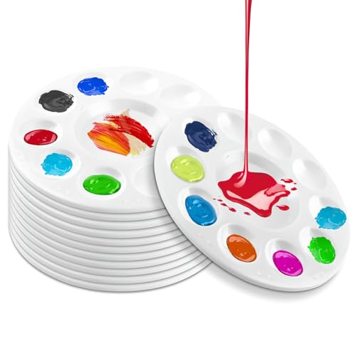 JieGuanG - Paint Tray, 12 Pcs Plastic Paint Palettes, Paint Pallet for Craft, DIY, Art, Painting (White)