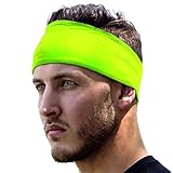 E Tronic Edge Running Headbands for Men, Women, Boys and Girls, Sports Sweatbands for Basketball, Yoga, Exercise, Workout, Quick Drying and Non-Slip Workout Stretchy Hairband, Fluorescent Yellow