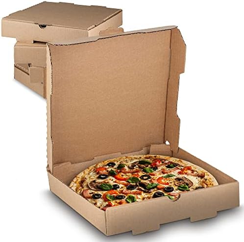 MT Products Pizza Boxes 10x10 Inches - Kraft Corrugated B-Flute Cardboard Small Pizza Boxes - Pizza box Keeps Pizza Fresh (Pack of 10) - Made in the USA