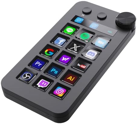 （06:30時点） ActionRing ストリームコントローラーデック ショートカットキーボード 左手デバイス ショットカットキー/電卓/テンキー三つのモード搭載 15個のカスタマイズ可能なマクロキー 大きなダイヤル装備 仕事効率化デバイスOBS/PowerPoint/Excel/Word/Photoshop/Adobe Premiere Pro対応Windows 10/Mac14.0対応 (N1 ブラック)