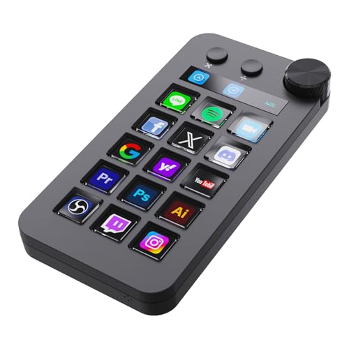 ActionRing ストリームコントローラーデック ショートカットキーボード 左手デバイス ショットカットキー/電卓/テンキー三つのモード搭載 15個のカスタマイズ可能なマクロキー 大きなダイヤル装備 仕事効率化デバイスOBS/PowerPoint/Excel/Word/Photoshop/Adobe Premiere Pro対応Windows 10/Mac14.0対応 (N1 ブラック)