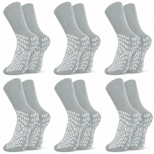 HCS Hospital Socks with Grips for Women &amp; Men, Unique 360 Tread (6 Pairs)