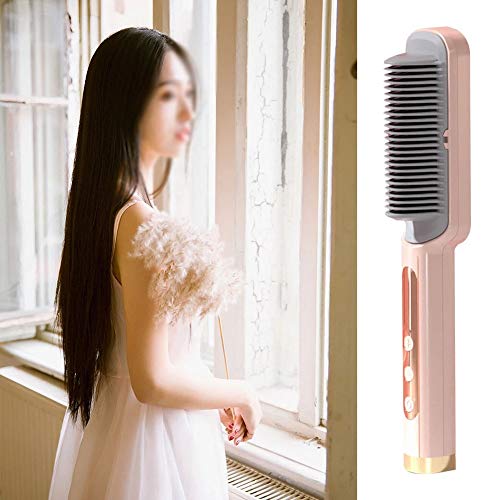 Plancha de Pelo Eléctrica 2 en 1 con Peine Caliente, Cepillo Alisador Portátil Multifuncional de Cerámica y Turmalina (Color: C) miniatura 4