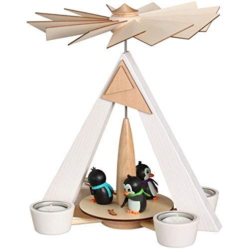 Rudolphs Schatzkiste Pirámide de Velas de té – Pingüino Blanco Altura 28 cm Nuevo Montes Metálicos Pirámide de Navidad Pirámide de Madera