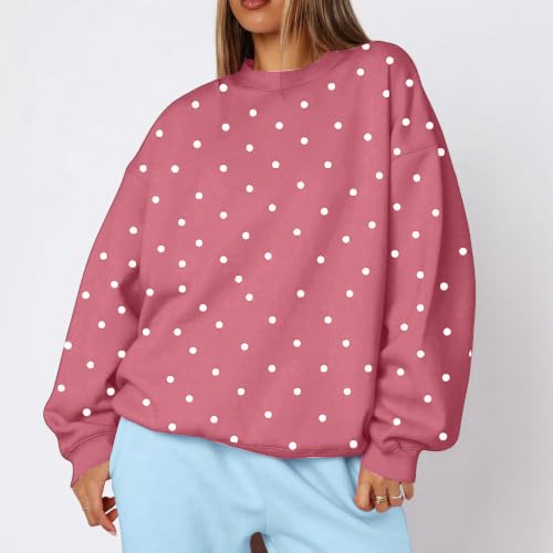 Oversized Crew Neck Sweatshirts Women Long Sleeve Fleece Comfort Tops 2026 - image 6