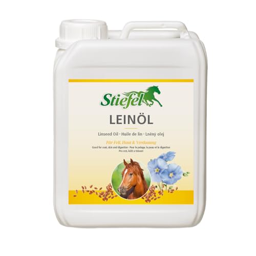 Stiefel Leinöl für Pferde 100% naturreines Öl kaltgepresst kann den Fellwechsel die Verdauung & Haut unterstützen flüssig 5l