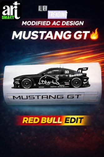 Image of Art Smart Mustang GT Racing Car Air Conditioner Sticker, High Quality Vinyl, HD Gloss Finish, 24 Inches, for Indoor (Black)