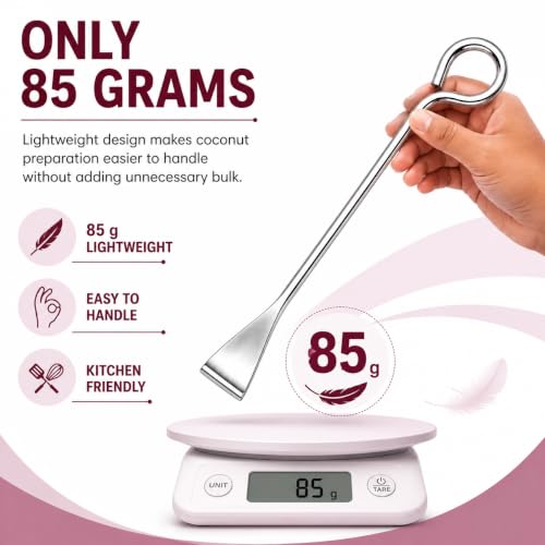 Image of Coconut Slicer 1 Pc, Stainless Steel Coconut Flesh Remover, Manual Coconut Scraper Tool for Easy Removal of Coconut Meat from Shell, Kitchen Tool