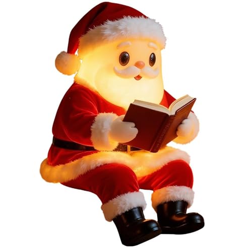 Veilleuse LED Père Noël lecture livre résine figurine ornement maison