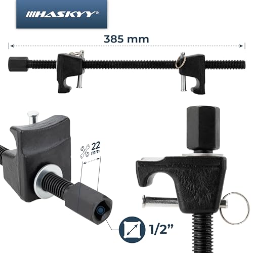 HASKYY Federspanner Federbeinspanner Satz 380mm Universal Spannweite mit Sicherheits Pins für KFZ PKW-Bereich Tieferlegung Stossdämpfer Montagespanner Tuning