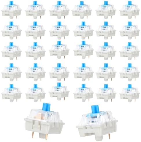 80pcs Mechanical Keyboard Switches, 3 Pin Blue Keyboard Clicker Dustproof Waterproof Clicky Key Switches for Mechanical Gaming Keyboards