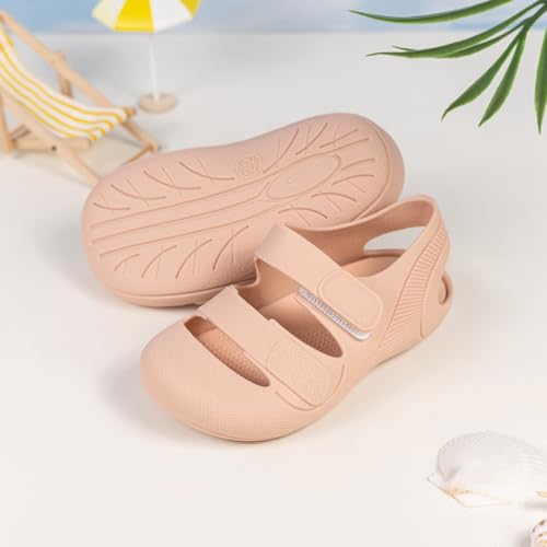 Image of HsdsBebe Little Kids Beach Sandals Toddler Boys Girls Jelly Sandals Closed-Toe With Anti-Slip Rubber Sole Children Summer Outdoor Water Shoes