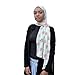 Floral Print Hijab Jersey Scarf, White with Pink Roses Pattern, Lightweight Cotton Blend, Modest Fashion Headscarf