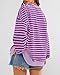 BTFBM Womens Oversized Striped Sweatshirt Crewneck Long Sleeve Pullover Top Casual Y2K Spring Clothes 2026 Workout Shirt(Blue Pink, Large)