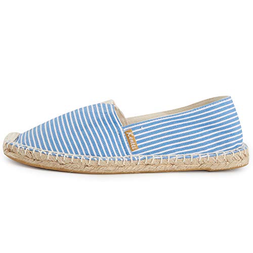 Women's Breathable Canvas Stripe Slip on Flat Espadrilles2