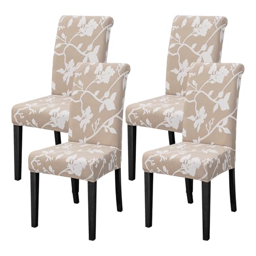 FORCHEER Dining Chair Covers Set of 4 Stretch Floral Dining Chair Slipcovers for Parson Chairs 4 Pack Washable Removable，(4,#16)