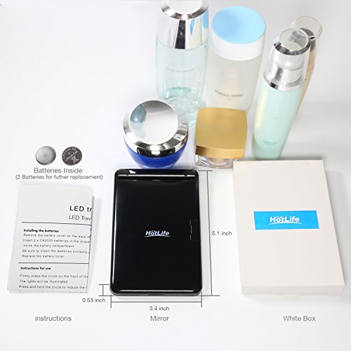 HotLife LED Lighted Makeup Mirror with 8 Dimmable Led Lights, Touch Switch Travel Mirror, Compact Mirror