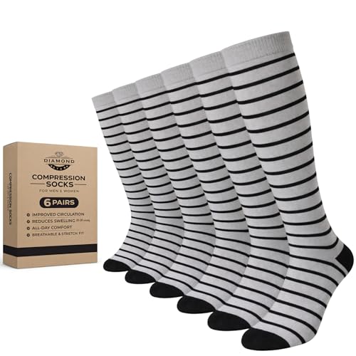 Image of Diamond Star 6 Pairs Compression Socks for Men & Women, Knee High Socks