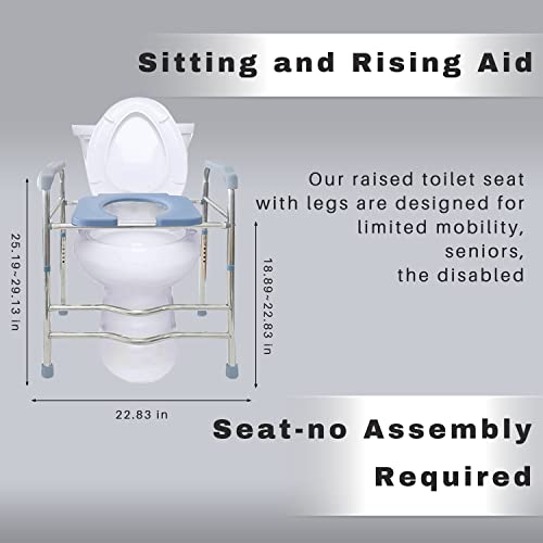 Raised Toilet Seat With A Storage Bag, 22In Width, Height Adjustable, Reinforced And Anti-Skid Design, Commode Chair And Safety Frame For Most Toilets，Bathroom Assist Frame For Elderly, Handicap #TOP4
