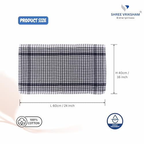 Image of Vriksham Pack of 3 Cotton Kitchen Cleaning Cloths | 16x24 inch Checkered Napkins for Wet & Dry use | Reusable & Absorbent (3, Multi 16x24)