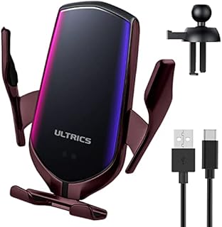 ULTRICS Wireless Car Charger, 2 in 1 Fast Charging Automatic Sensor Mobile Phone Holder, In Car Air Vent Dashboard Mount Compatible for iPhone 14 Pro Max/13/12/11/X Galaxy S22/S21/S20 Note 20 Ultra