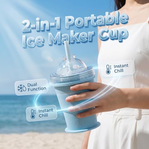 Vaso plegable de silicona con molde para bola de hielo azul miniatura 2