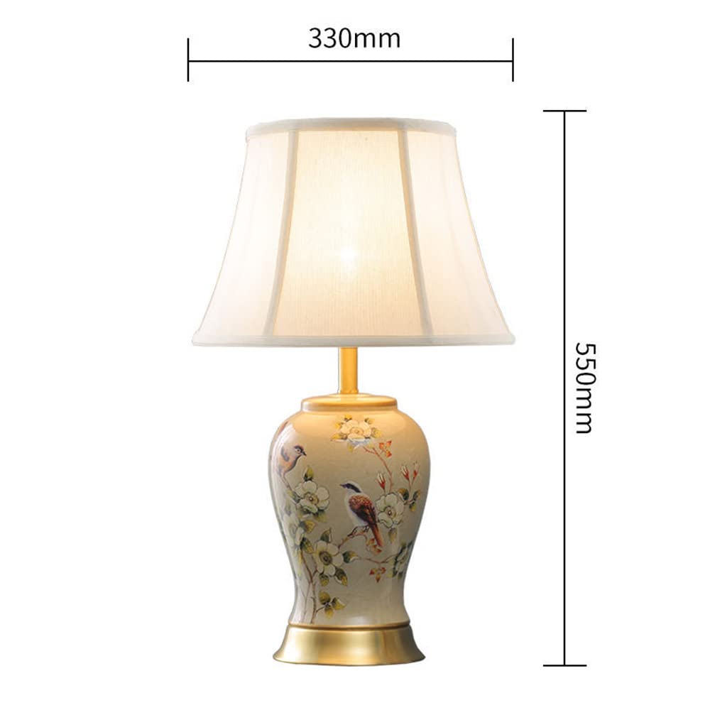 Lampada da Tavolo Creativa in Ceramica con Paralume in Tessuto, Lampada da Tavolo in Ceramica Dipinta a Mano per Camera da Letto, Soggiorno, Ufficio, libreria universit,