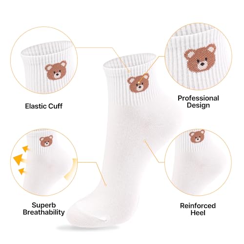 Image of Womens Cotton Crew & Ankle Socks, Cute Smiley Face Funny Character Size 6-9