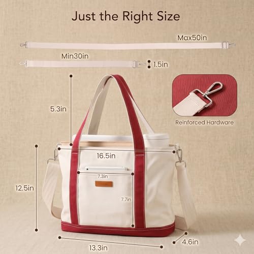 Image of Aveniee Canvas Tote Bag for Women, Crossbody Purse with Zipper, Adjustable Shoulder Strap Handbags