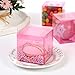 Houseables Clear Boxes, Favor Gift Box, 3x3x3 Inch, 50 Pack, Pink, Small, Square, Storage Bins, Empty Boxed Containers, Wedding, Party, Birthday Present, Candy, Cookie, Cupcake, Jewelry, Baby Shower