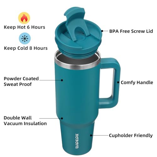 Image of BJPKPK Insulated Tumblers With Handle And Straw 40 oz Stainless Steel Tumbler Cups With Lid,Laguna