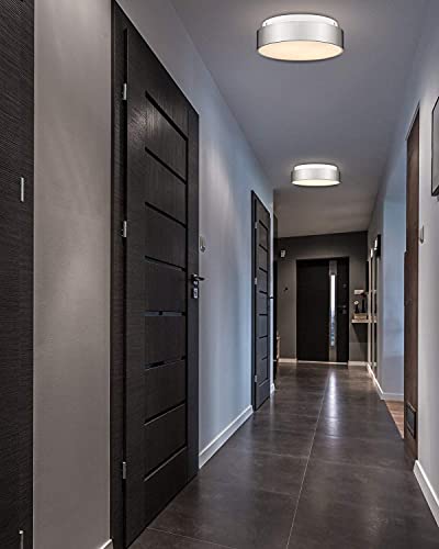 Autelo 12" Flush Mount Ceiling Light Fixture, Frosted Glass Shade 2-Light Close To Ceiling Light Fixture In Brushed Nickel Finish, For Living Room Hallway Bedroom C3312 St #TOP7