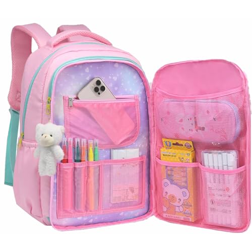 Kit Mochila Escolar de Rodinhas Infantil Feminina Meninas Lancheira + Estojo Posta lápis Borracha Ab