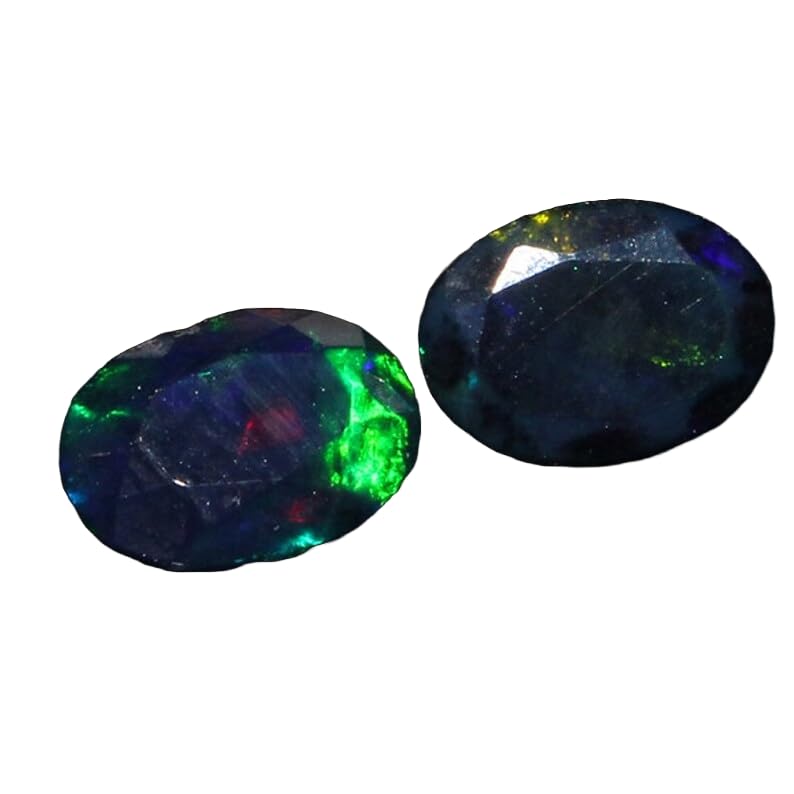 Opale noire 5 x 7 mm paire opale ovale facettée naturelle AAA