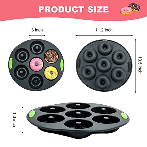 Donut Pan, 7 Cavity Silicone Donut Mold, Silicone Pancake/Bagel Mold, Baking Doughnut Machine, Non-Stick Donut Mold, Food Grade Silicone, Bpa-Free, Non-Stick Donut Pan Muffin Cake Bagel Making Tray #TOP1