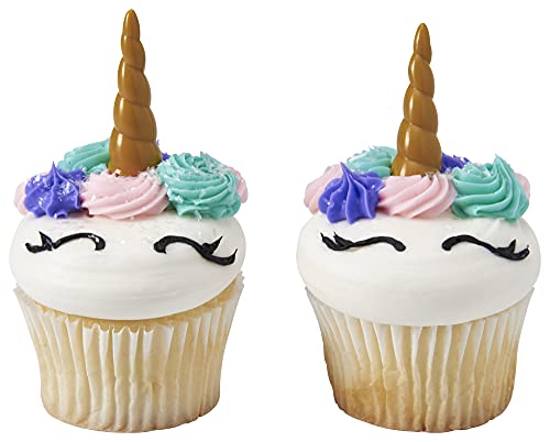 DECOPAC Unicorn Horn Cake Picks, 72-Pack, Cupcake Toppers, Reusable Decorations