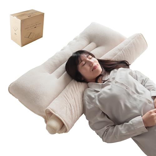 タオル枕 ワイド 枕 首枕 ロール枕 まくら 綿100%パイル ロール式 高さ調整 快眠枕 安眠枕 ピロー (ベージュ)
