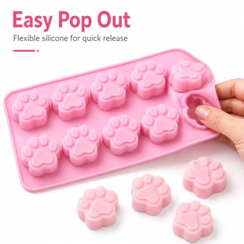 Set de 3 moldes mini de silicona para hielo con pata de perro miniatura 4