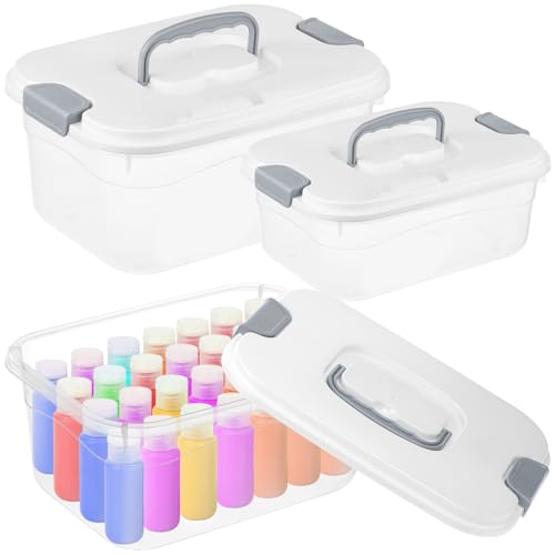 3 Pcs Acrylic Paint Storage Boxes with Handle