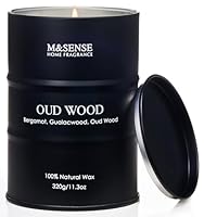 M&SENSE Oud Wood Scented Candles Natural Soy Wax, 11.3oz Tin Aromatherapy Candle for Cozy Home Decor, Long Lasting Up to 70 Hours Burning Time, Unique Candles for Men Women