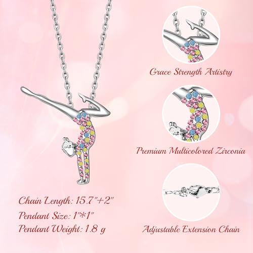 SmileBelle Gymnastics Gifts for Girls, Gymnastics Necklace Accessories Dance Jewelry Stuff as Christmas Gifts for Women, Sport Gymnast Necklace Ornament Coach Gift as Dance Outfits for Girls Daugnter - Thumbnail 4